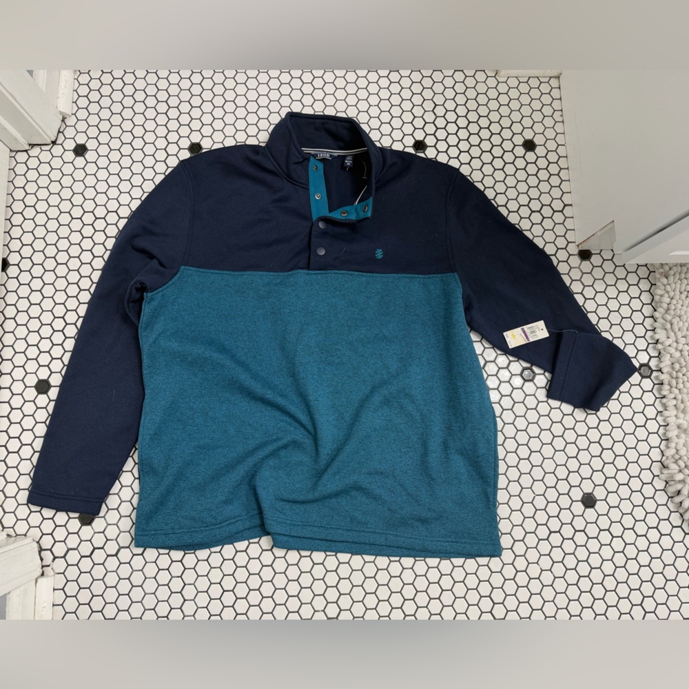 NWT izod Teal and Navy Long Sleeve Pullover size XXL